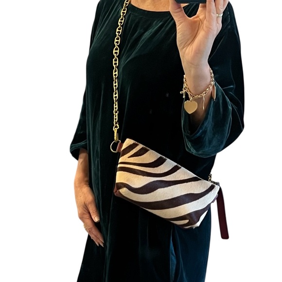 Parker Thatch Little Buddy Zebra And Leather Crossbody/Clutch - Picture 4 of 7